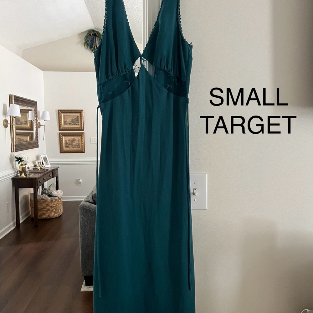 Target Green Sleeveless Plunge Gown